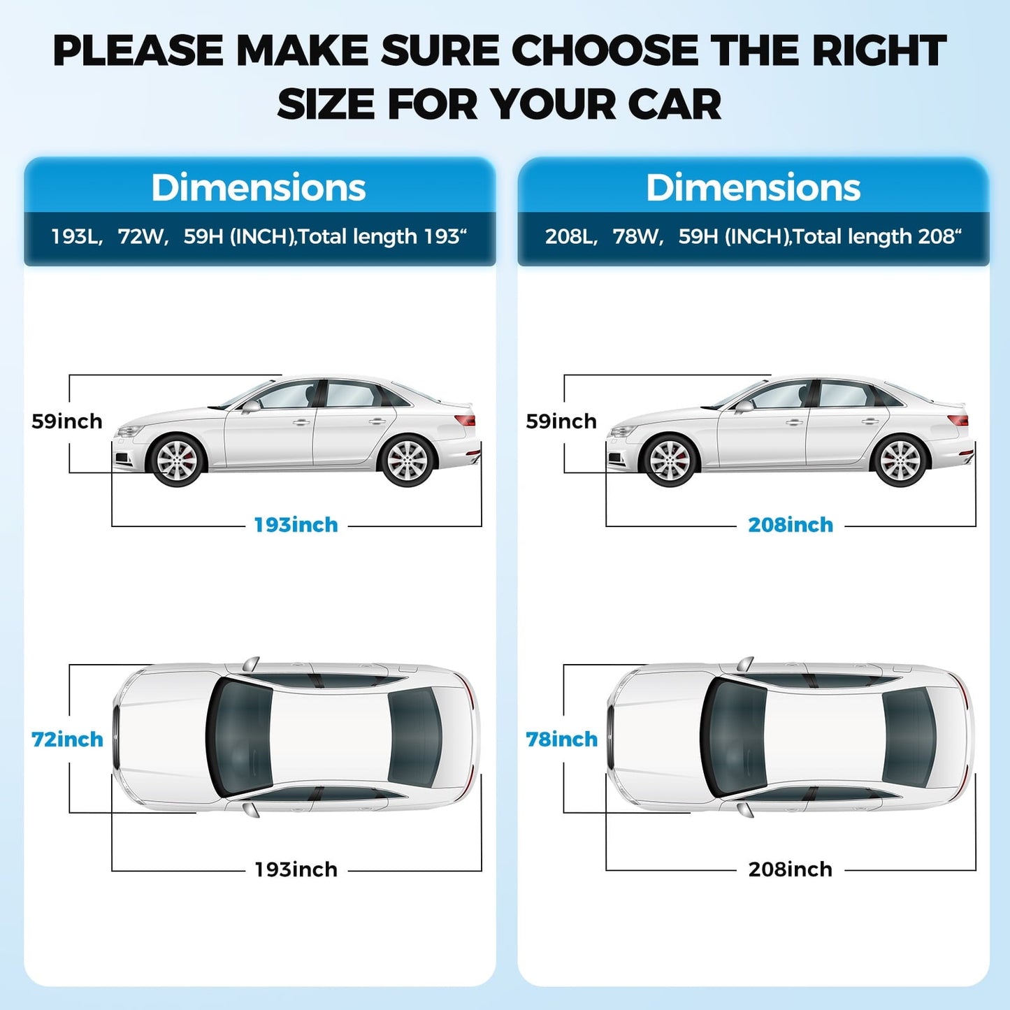 Tsumbay Car Cover Waterproof All Weather for Automobiles,Outdoor Full Exterior Covers Sedans Length 186 to 193, 194 To 208, Rain Winter Sun Protection Fit To