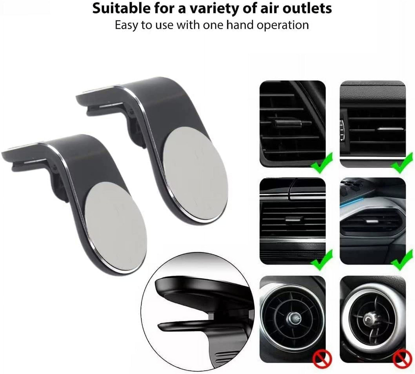 2-Pack Magnetic Car Phone Holder Air Vent Magnet Mount GPS Smartphone Phone Holder in Car