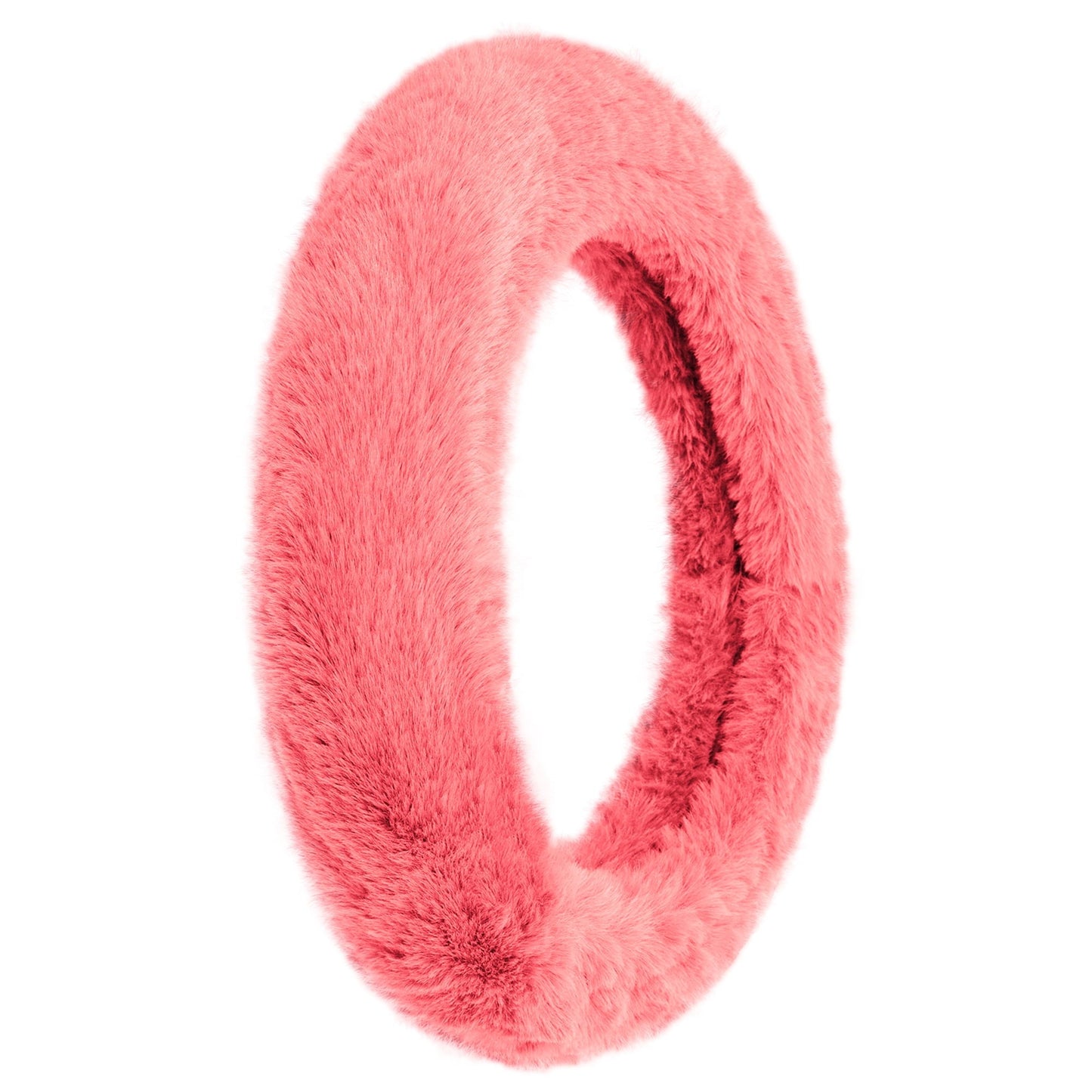 FH Group Doe16 Faux Fur Cozy Soft Fluffy Fuzzy Universal Fit Plush Steering Wheel Cover for Car, SUV, Van, Truck -Pink
