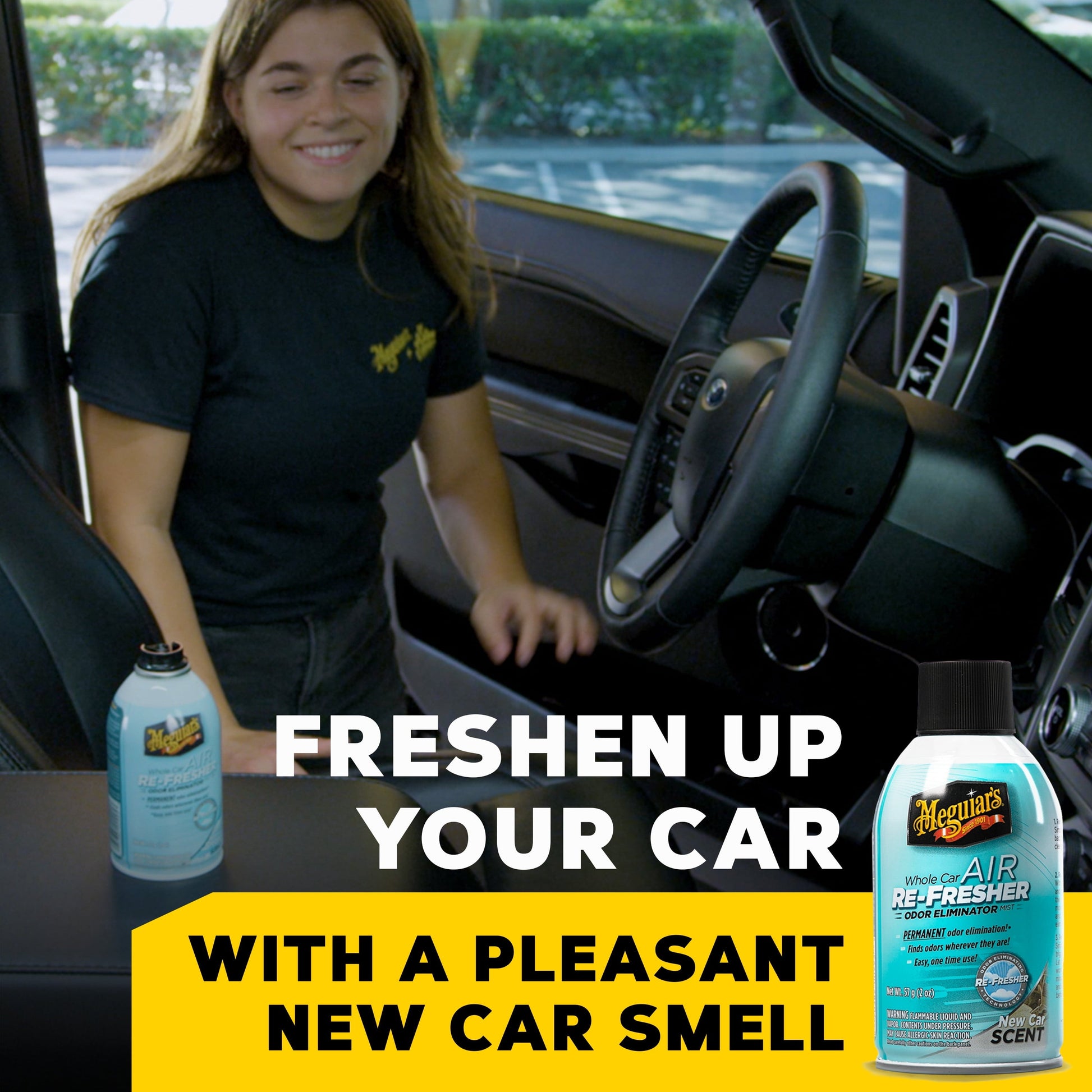 Meguiar's Whole Car Air Re-Fresher Odor Eliminator Mist, New Car Scent, G16402, 2 oz