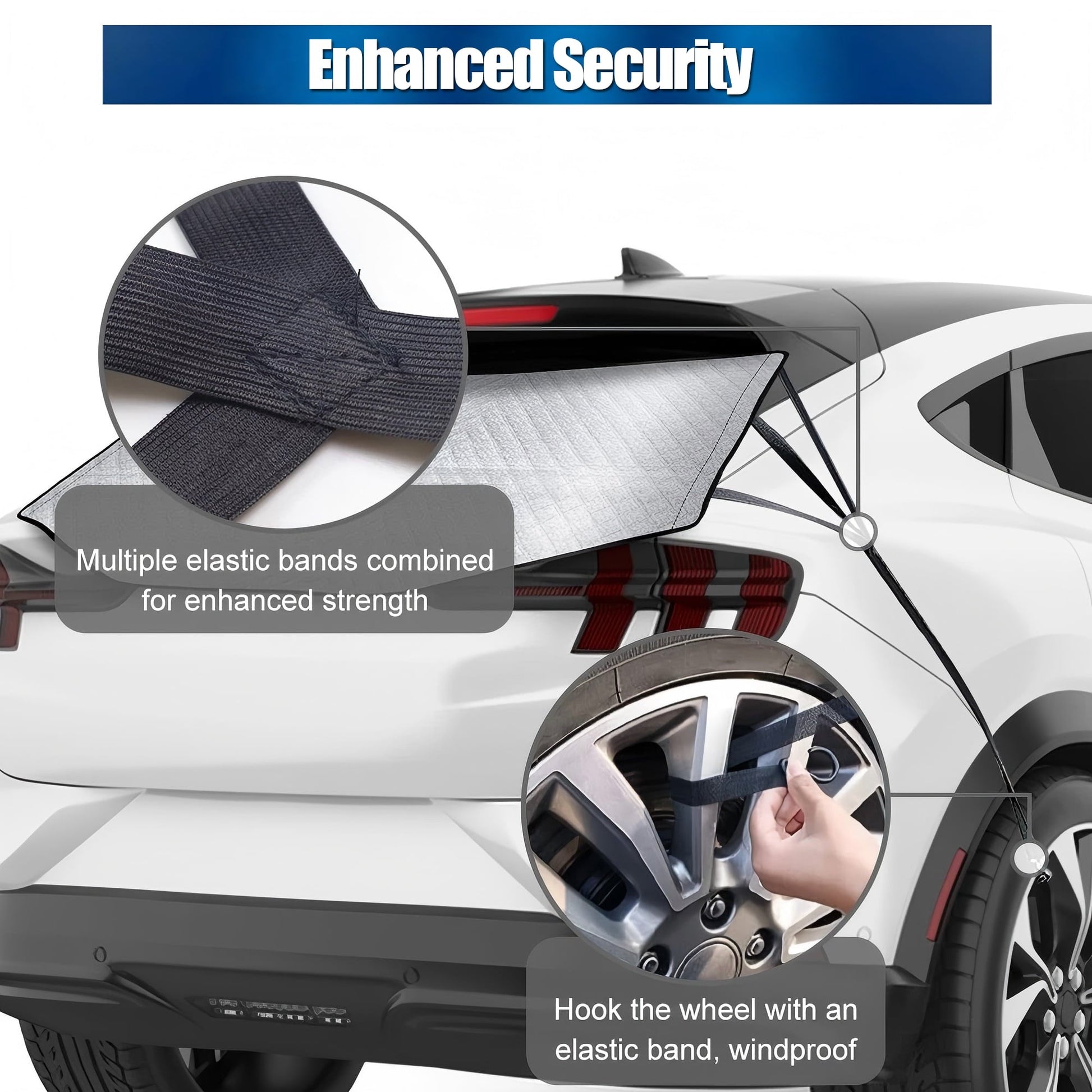 HOMEYA 600D Car Rear Window Snow Cover SUV Back Windshield Winter Dust Rain Ice Protector for SUVs and Trucks