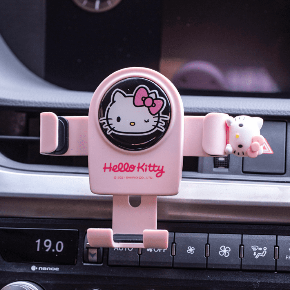 WANNGWEE Hello Kitty Phone Mount for Car, Pink Cat Air Vent Clip Car Phone Holder Mount Fit for All Cell Phone, Pretty Car Accessories for Women and Girls WW728#1632