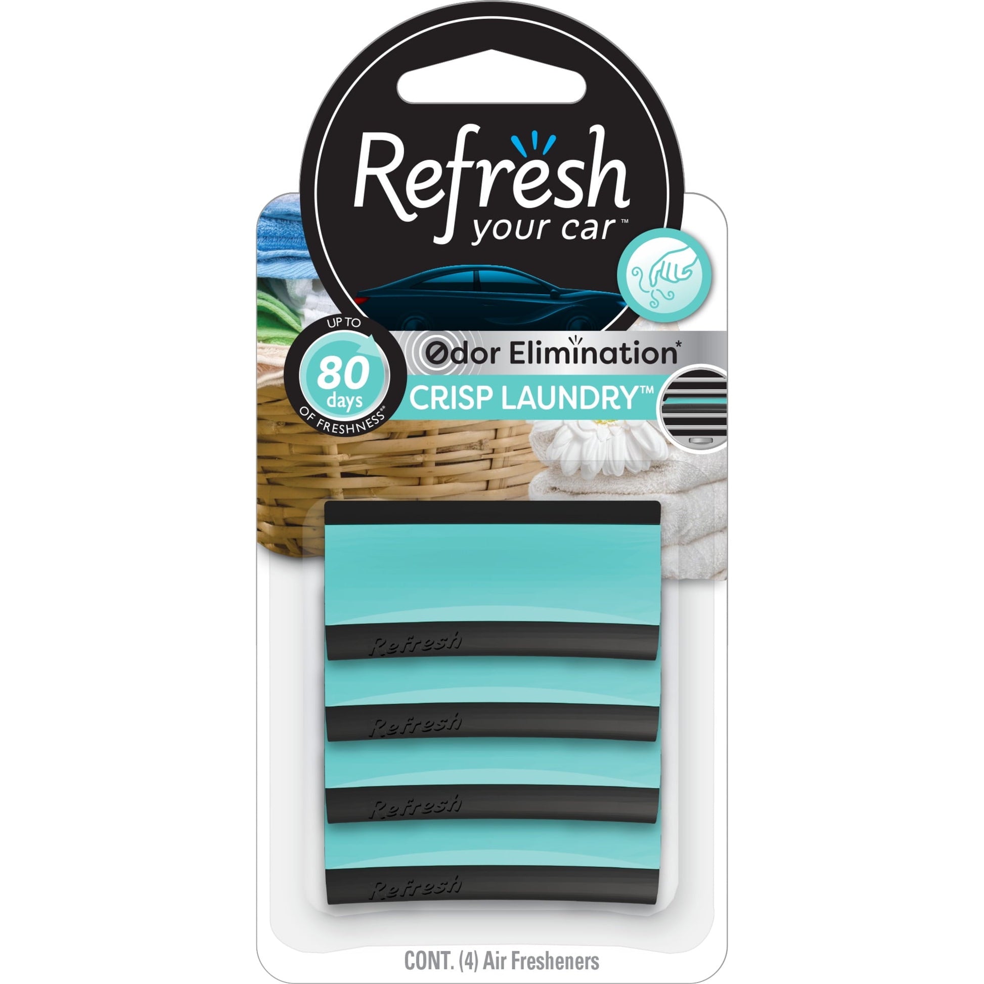 Refresh Your Car! Contour Vent Stick Car Air Freshener - 4 Count (Crisp Laundry Scent)