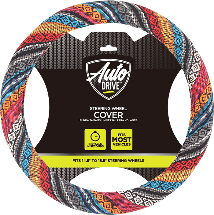 Auto Drive 1 Piece Boho Car Steering Wheel Cover Polyester, Colorful - Universal Fit, 23SWC163