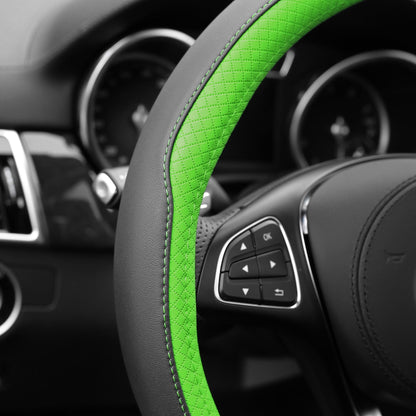 FH Group Geometric Chic Microfiber Leather Car Steering Wheel Cover Fits 14.5 Green