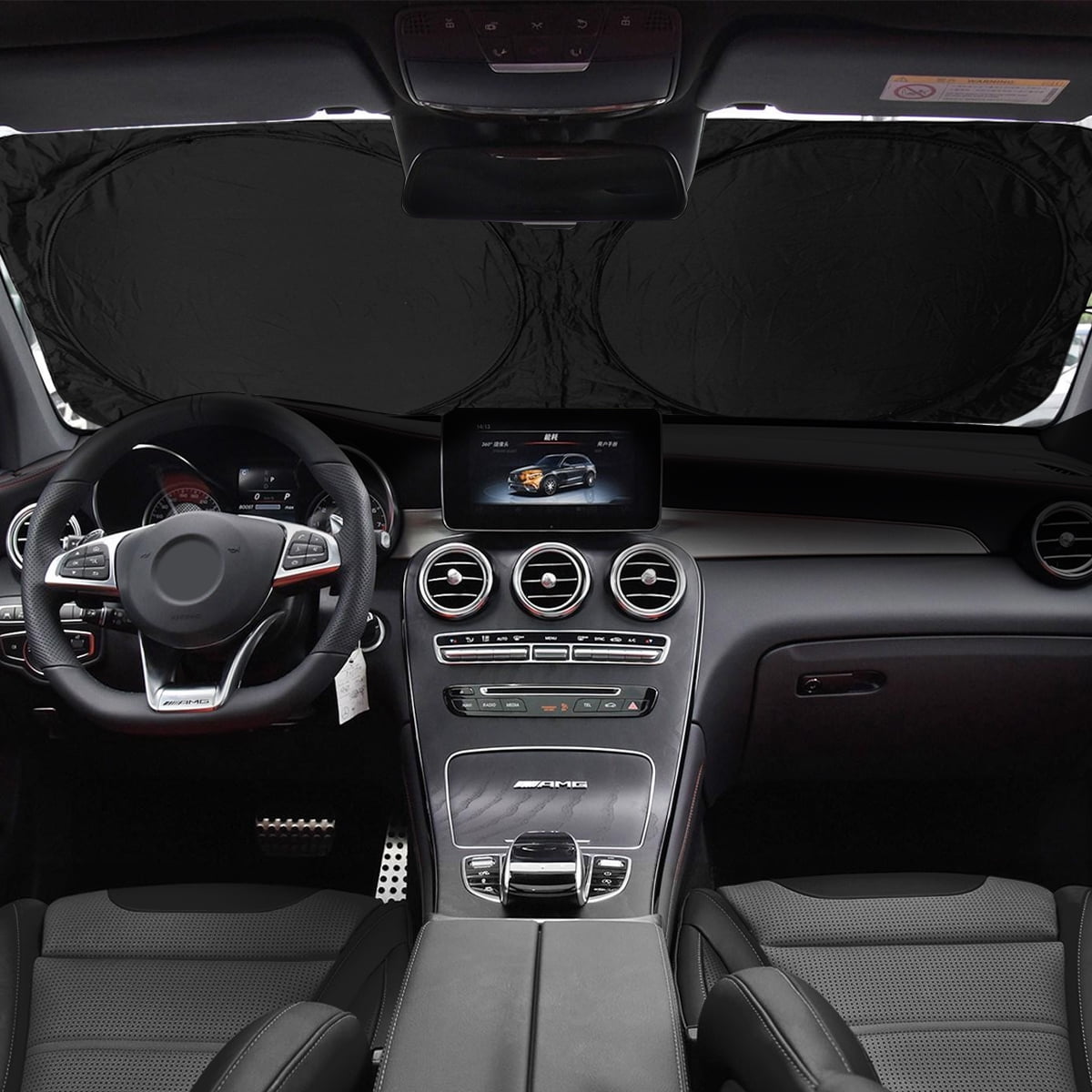 Audew Windshield Visor - High Quality Silver-Coated Polyester Car Sun Visor | Keep Your Car Cool, Protect Your Electronics, and Fit Your Windshield Perfectly