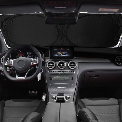 Audew Windshield Visor - High Quality Silver-Coated Polyester Car Sun Visor | Keep Your Car Cool, Protect Your Electronics, and Fit Your Windshield Perfectly