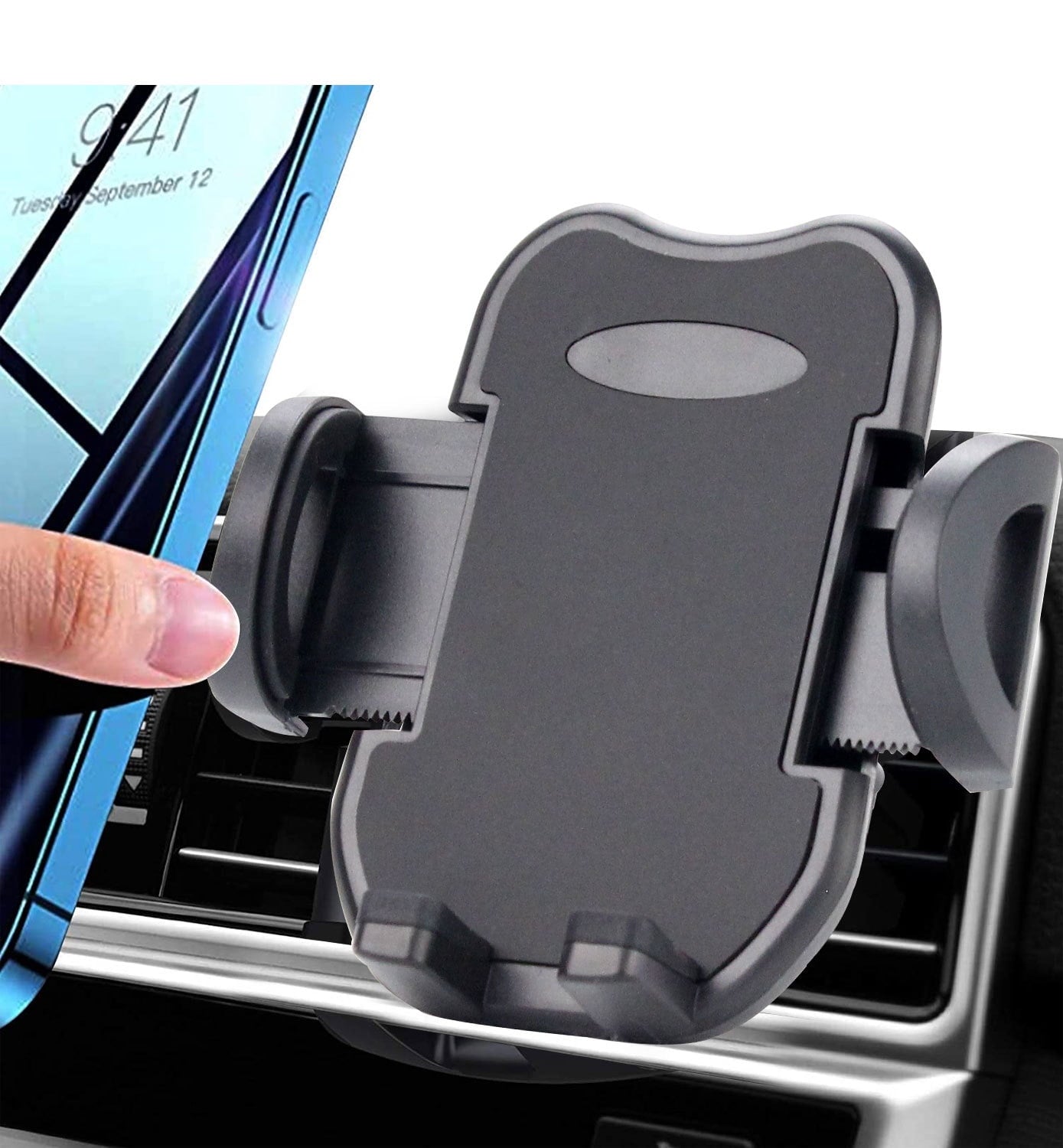 LINKPAL Upgraded Car Vent Phone Mount Steel-Hook Air Vent Holder Clip Sturdiest Shockproof Universal Mobile Cell Phone Mount Handsfree Stand Cradle for iPhone 14 13 Samsung Galaxy, Black