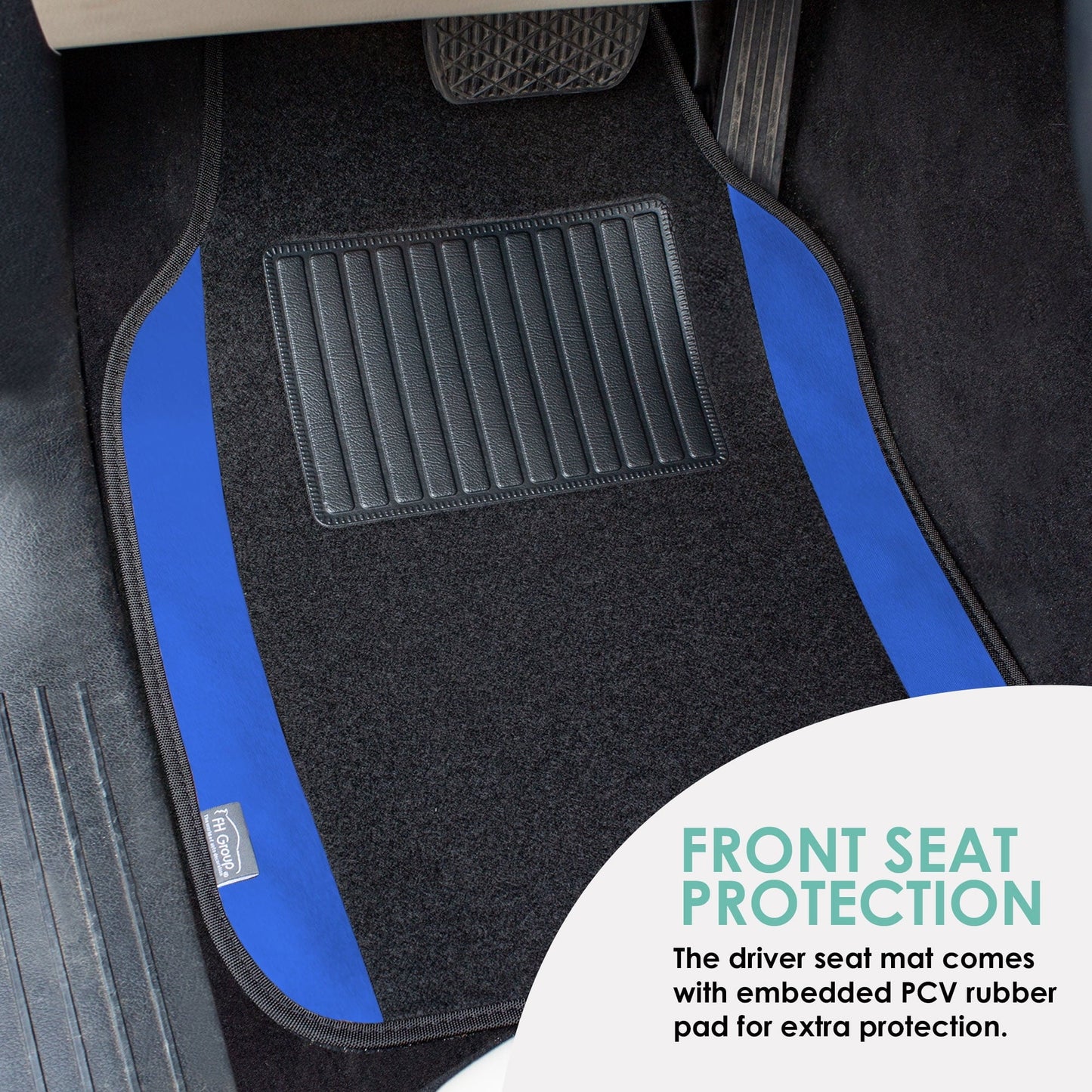 FH Group Universal Fit Premium Carpet Car Floor Mats Front & Rear Full Set - Blue F14407BLUE