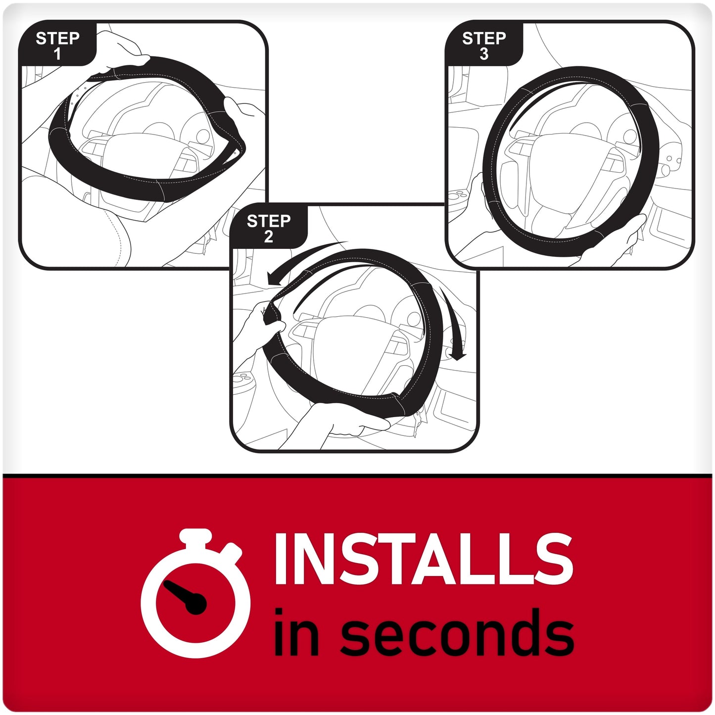 Genuine Dickies Black Carbon Fiber Dura Grip Steering Wheel Cover, 34078PWDI, 1.10 lbs