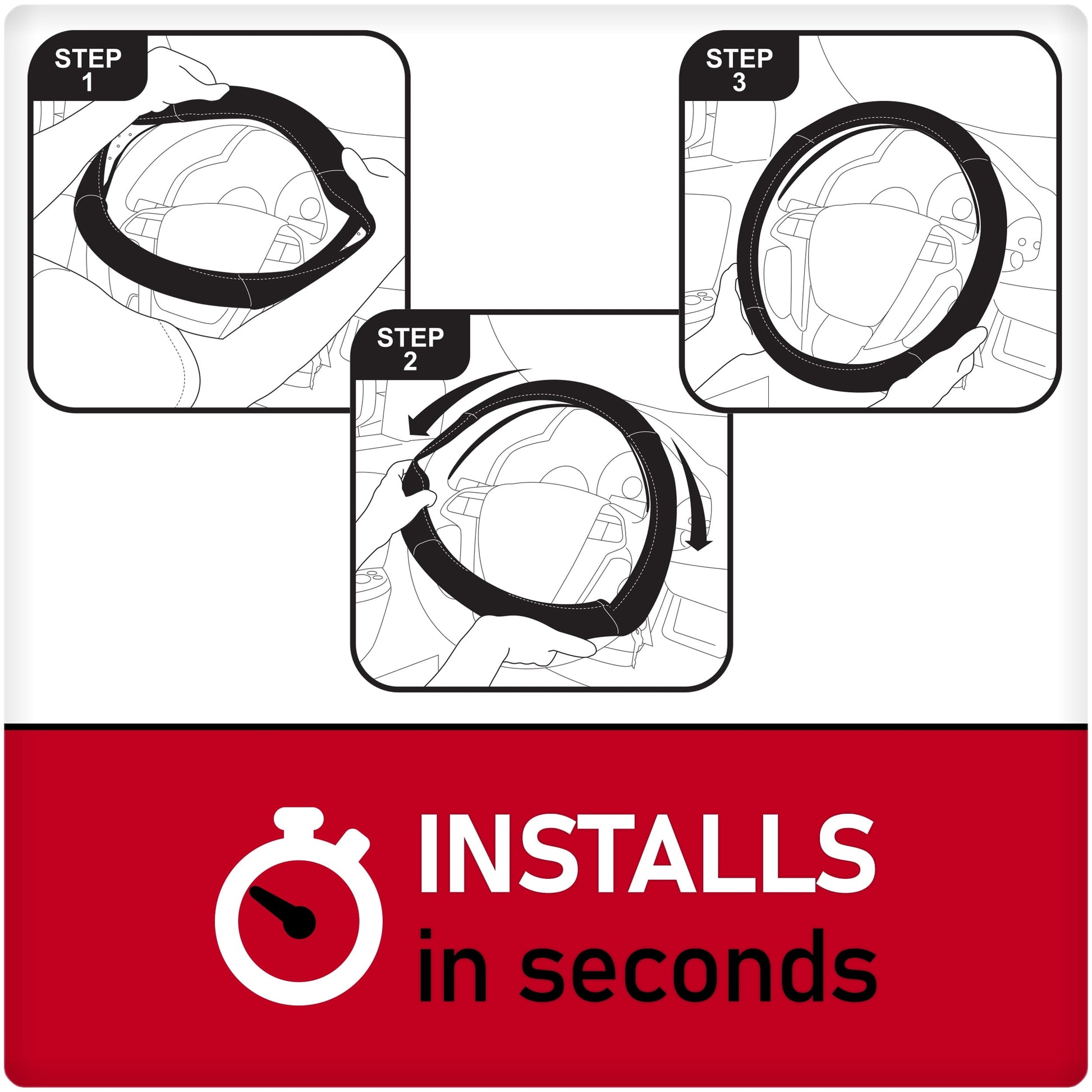 Genuine Dickies Black Carbon Fiber Dura Grip Steering Wheel Cover, 34078PWDI, 1.10 lbs