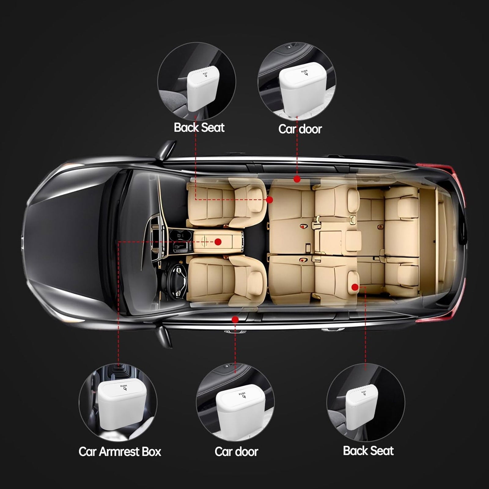 Sosolong Pink car Trash can with lid, Accessories Include 1 Universal car Leak-Proof Trash can with 45 Trash Bags, Suitable for Most Models of car Interior Storage Accessories