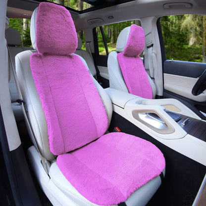 FH Group Universal Fit Doe16 Faux Cozy Soft Fluffy Warm Fur Car Seat Cushions Fit For Car Truck SUV Van, Comfortable, Warmth & Breathable – Purple Front Set