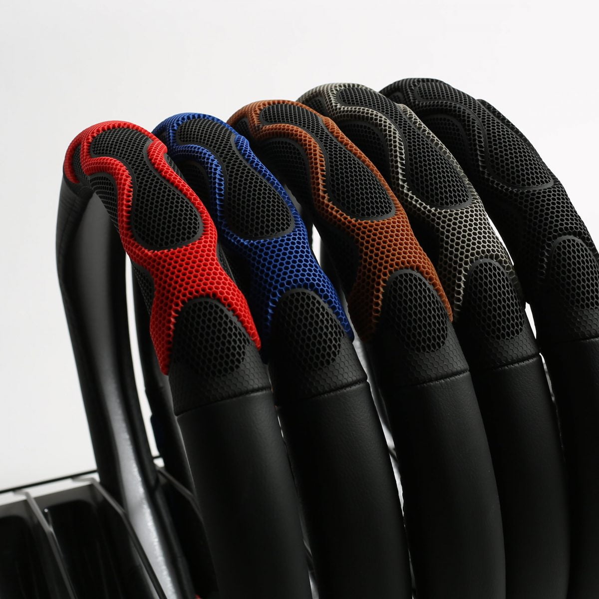 FH Group 1.6 lb. Leather Brown Steering Wheel Cover with Silicone Anti Slip Grip and Air Freshener