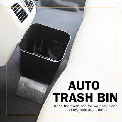 Haussimple Car Trash Can Spill-Proof Garbage Bin Auto Interior Organizer with Stabilty Flap (Black)