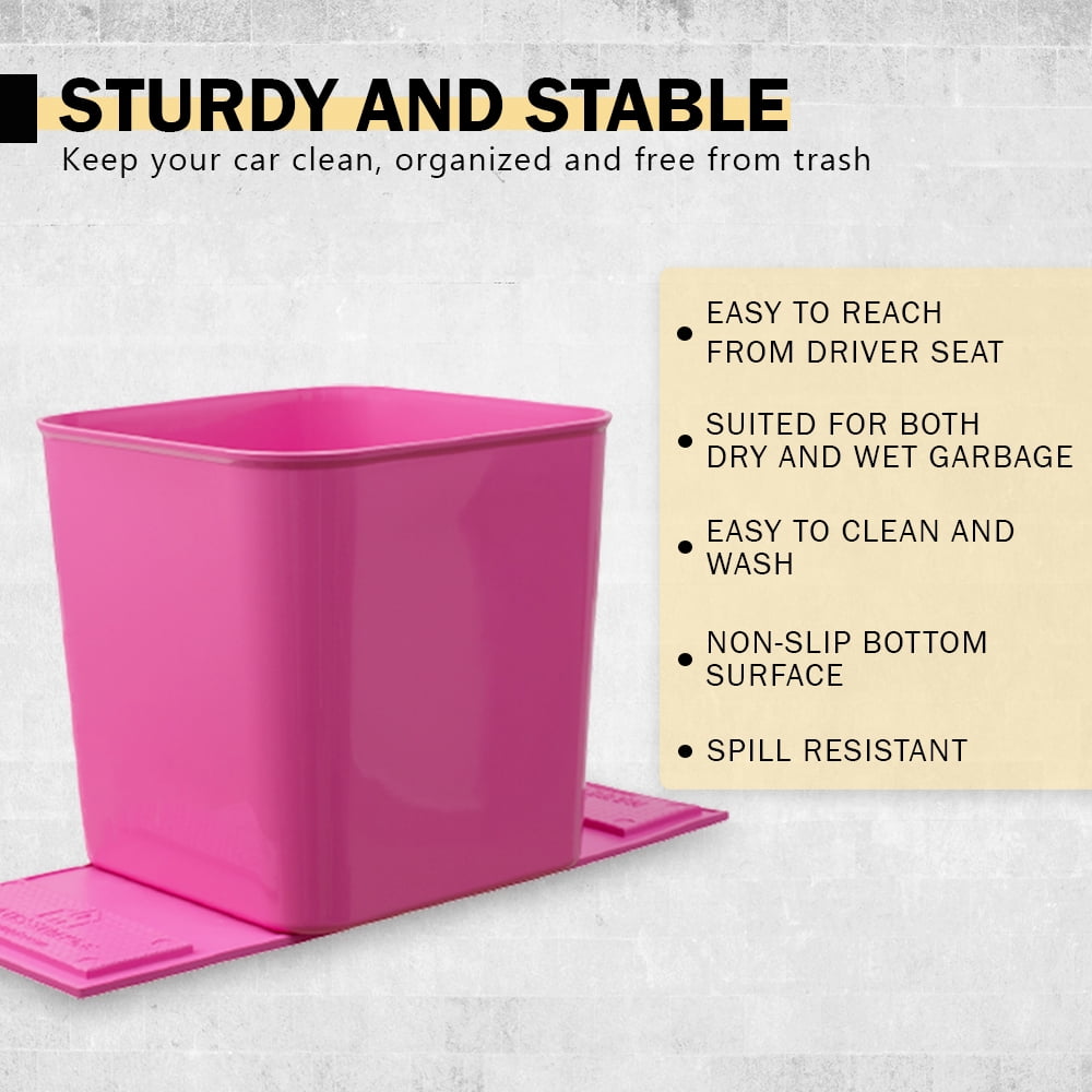 Haussimple Car Trash Can Garbage Bin Waterproof Auto Wastebasket Pink- High 7.5\", Length 7.5\"