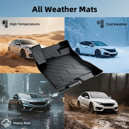COMAUTO Floor Mats for Honda Civic 2022-2025 Sedan Hatchback Si(Include Sport,Not Hybrid)&Acura Integra 2023 2024 3D Custom Fit All Weather TPE Accessories,Full Set of 3 for Front,Rear