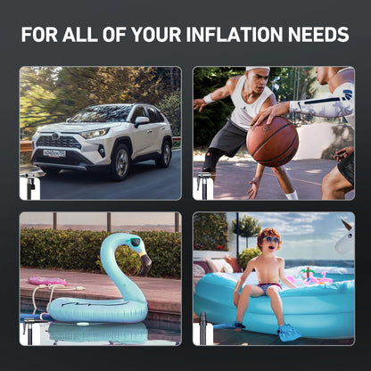 AstroAI Tire Inflator Air Compressor Portable Electric Pump, 150 PSI Air Pump with Dual Metal Motors Dual Power Sources 12V DC/110V AC for Car Bicycle Motorcycle Ball Air Mattress, for Gift