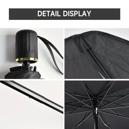 BYXAS 2 Pack 2025 Upgraded Car Windshield Sun Shade [Cool Down by 75°] with Heat Insulation Coating, Foldable Sunshade Umbrella Flexible Handle & Ribs, (55"x31") for Most Car, SUV, Truck, Van