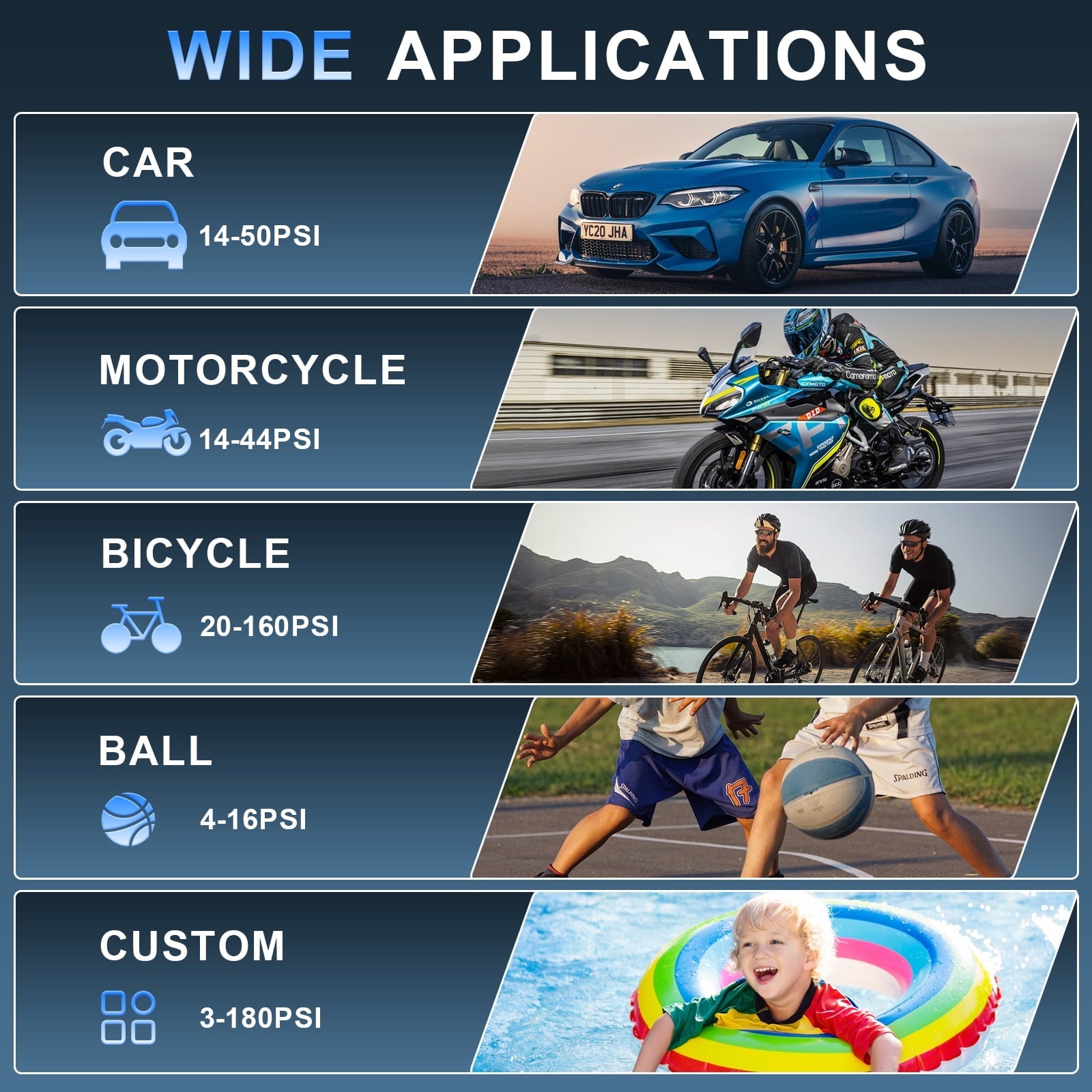 AVAPOW Cordless Tire Inflator, 180PSI Portable Air Compressor, Air Pump for Car Tires with Digital Pressure Gauge, LED Light, Auto Shutoff