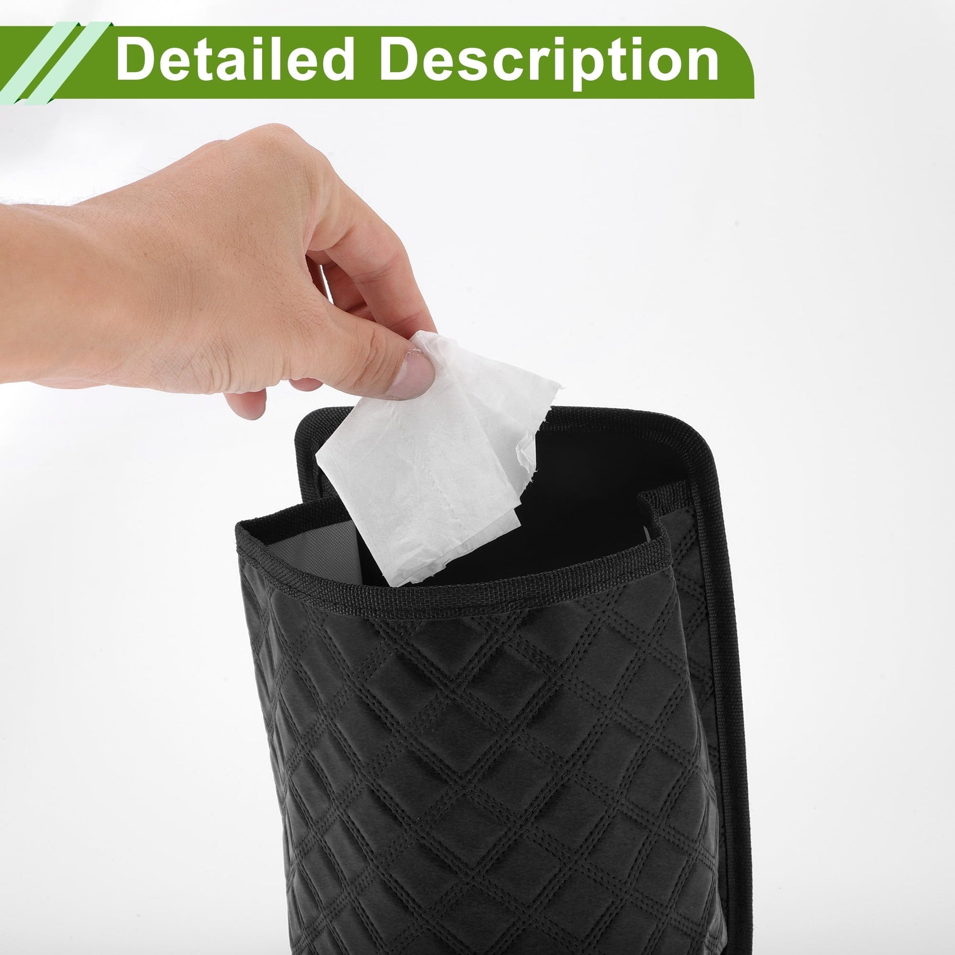 Unique Bargains Car Trash Can With Lanyard Hanging Front Rear Seats Trash Bin 1 Pc Black