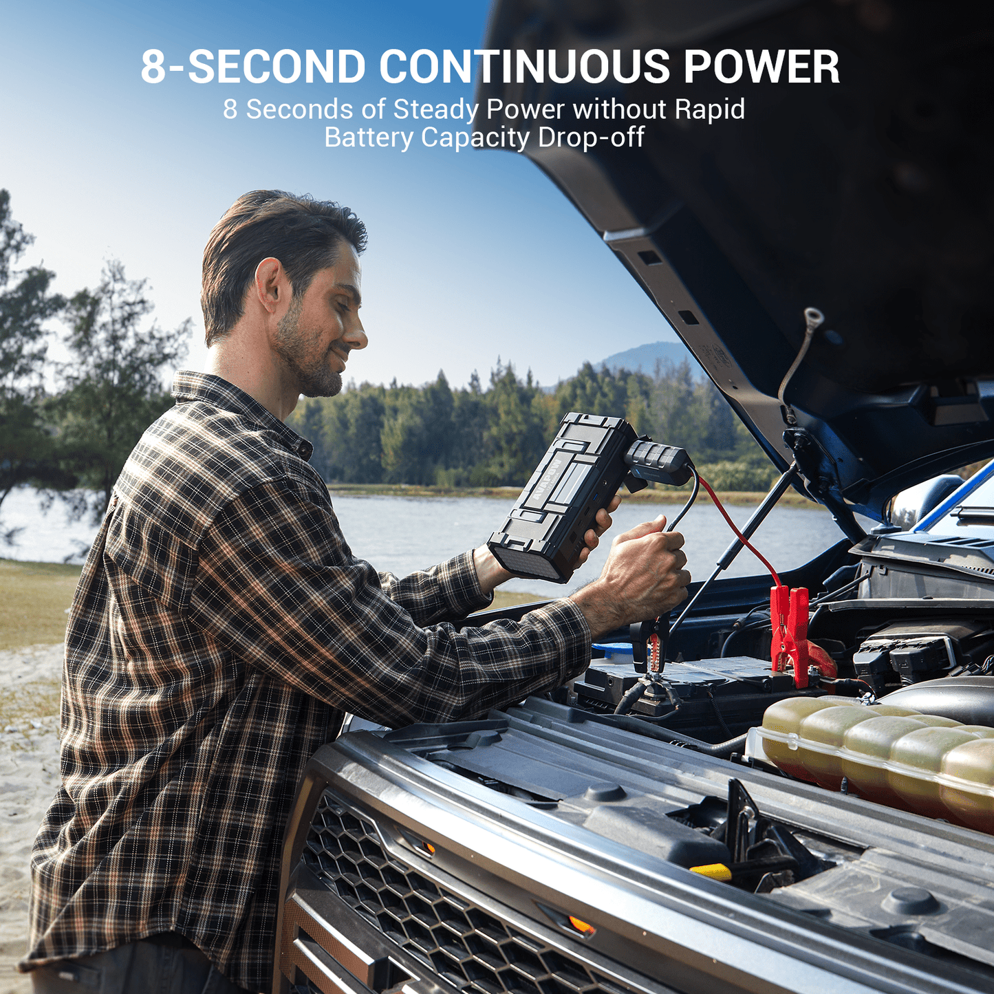 AVAPOW 6000A Car Battery Jump Starter(for All Gas or up to 12L Diesel) Powerful Car Jump Starter with Dual USB Quick Charge and DC Output,12V Jump Pack with Built-in LED Bright Light