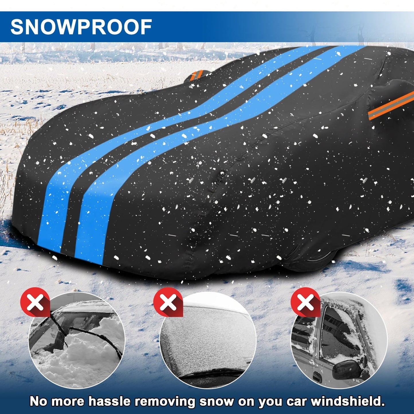 FANOTEK Car Cover Custom Fit for Ford Mustang 1982-2025, Waterproof PEVA with Soft Liner Full Cover, Outdoor Sun UV Rain Dust Protection All Weather