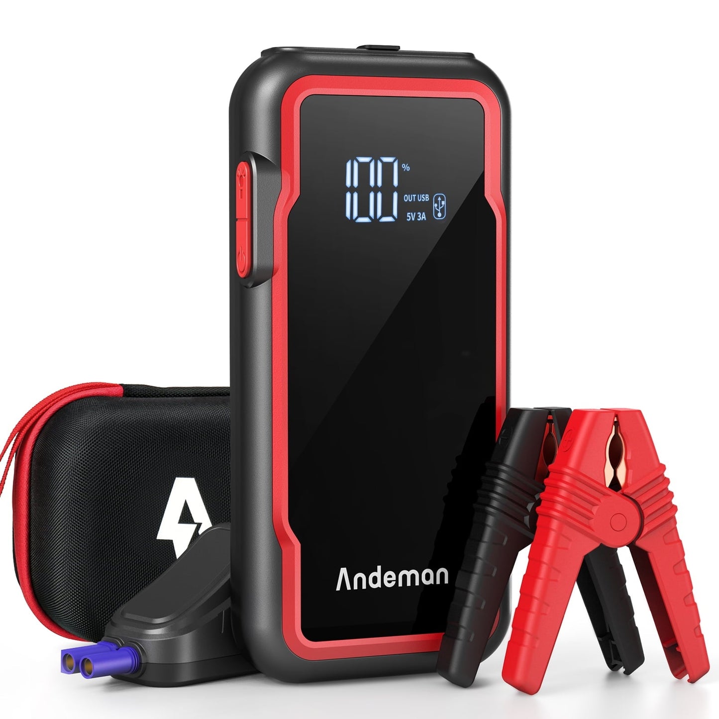 Audew (Andeman) Car Jump Starter, 3000A Peak 20000mAh Battery Jump Starter, Start Any 9L Gas Engine or up to 7L Diesel Engine, 12V Car Jumper, Battery Booster Power Pack, Type-C Quick Charge, Red