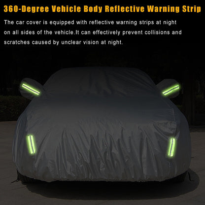 Pecham Car Cover Waterproof with Side Door Zipper All Weather Upgraded UV Protective Vehicle Cover-192"x71"x59" Sedan Cover