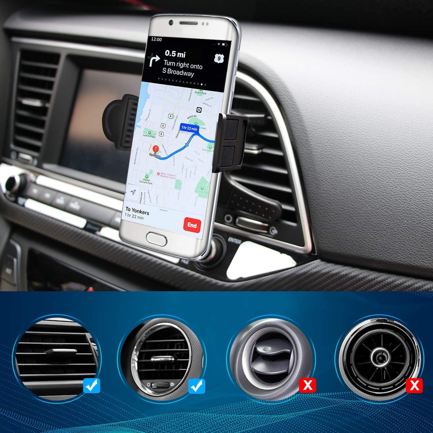 Car Air Vent Mobile Cell Phone Mount Holder for Apple iPhone 12, 12 Pro Max, 12 Pro, 12 Mini