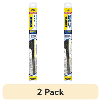(2 pack) Rain-X Latitude Water Repellency 2-IN-1 Windshield Wiper Blade 24"