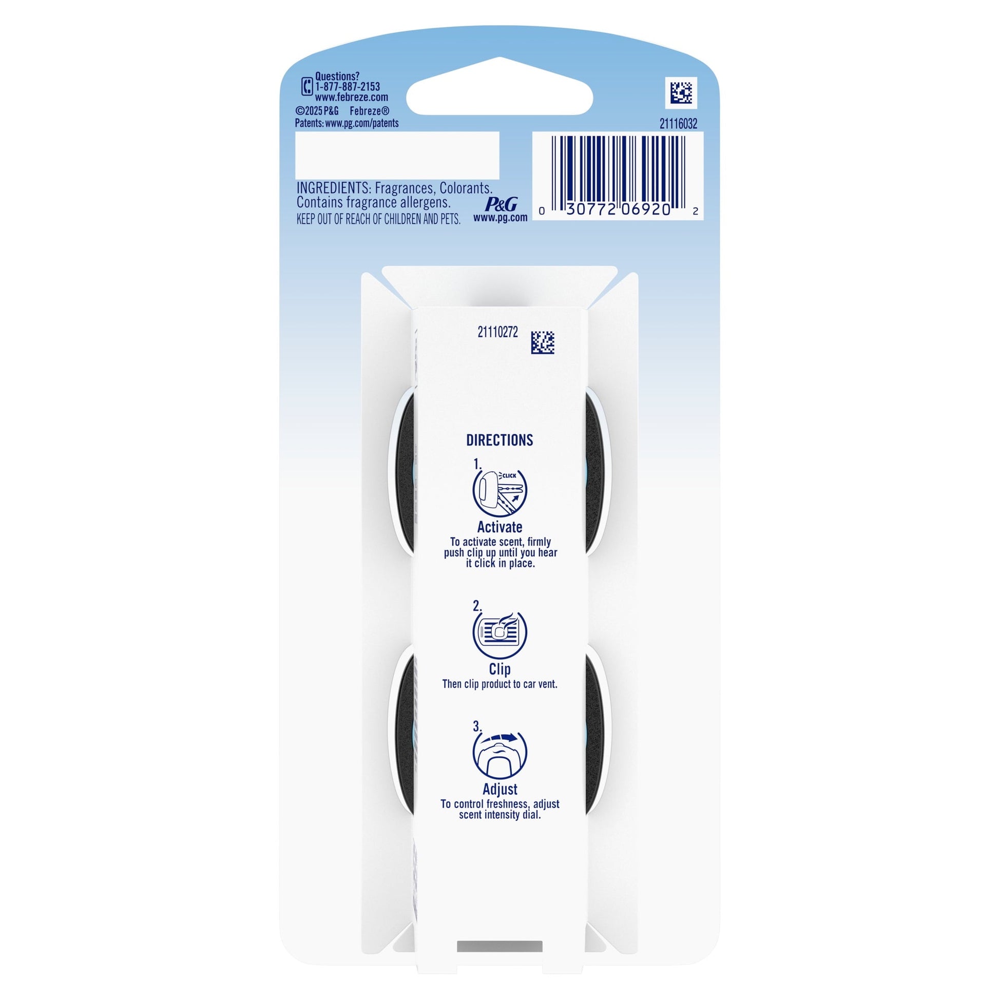 Febreze AUTO Car Air Freshener, Odor-Fighting Car Vent Clip, New Car, 2 Count