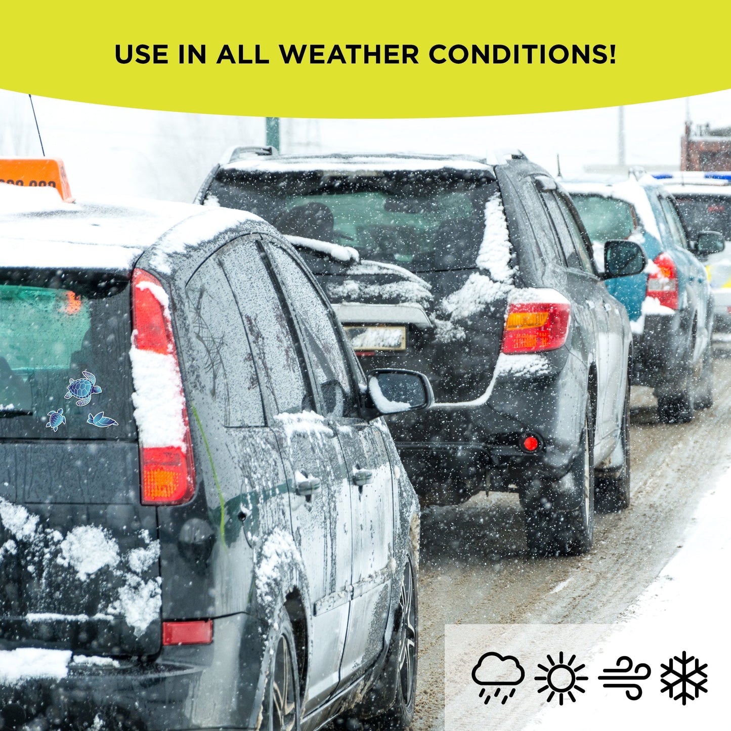 Auto Drive Sea Turtle Decals - Set of 7 Vinyl Car Stickers Blue Chrome