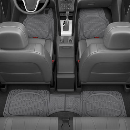 Motor Trend Original FlexTough Gray Rubber Car Floor Mats with Trunk Cargo Liner - All Weather Automotive Floor Mats, Heavy Duty Trim to Fit Design, Floor Liners for Cars Truck Van SUV