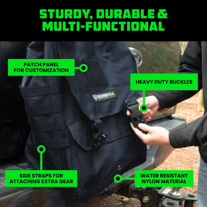 Rhino USA Tail Gate Trash Bag – Molle Compatible Overlanding Gear, Camping Essentials & Ultimate Accessory for Jeep Gladiator, Trucks & More - Black