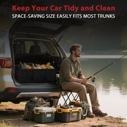 NEXPOW Car Trunk Organizer, 95L Collapsible SUV Organizer, Multi-Compartment, Car Storage Box with 2 Adjustable Straps for Women Men