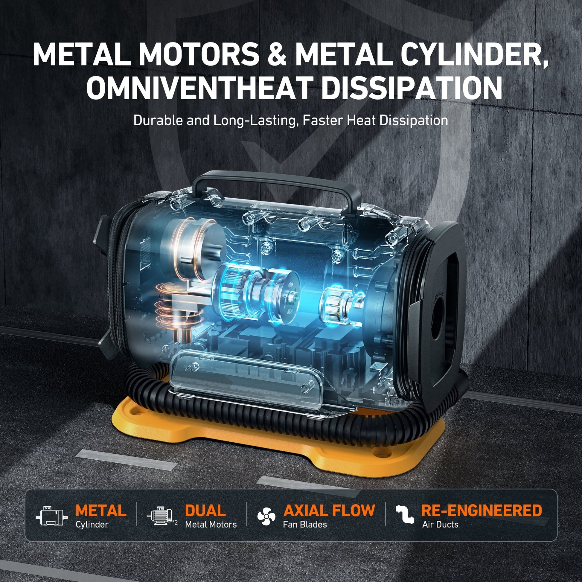 AstroAI Tire Inflator Air Compressor Portable Electric Pump, 150 PSI Air Pump with Dual Metal Motors Dual Power Sources 12V DC/110V AC for Car Bicycle Motorcycle Ball Air Mattress, for Gift