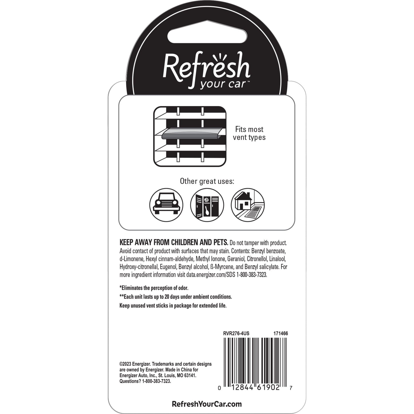 Refresh Your Car! Contour Vent Stick Car Air Freshener - 4 Count (Crisp Laundry Scent)