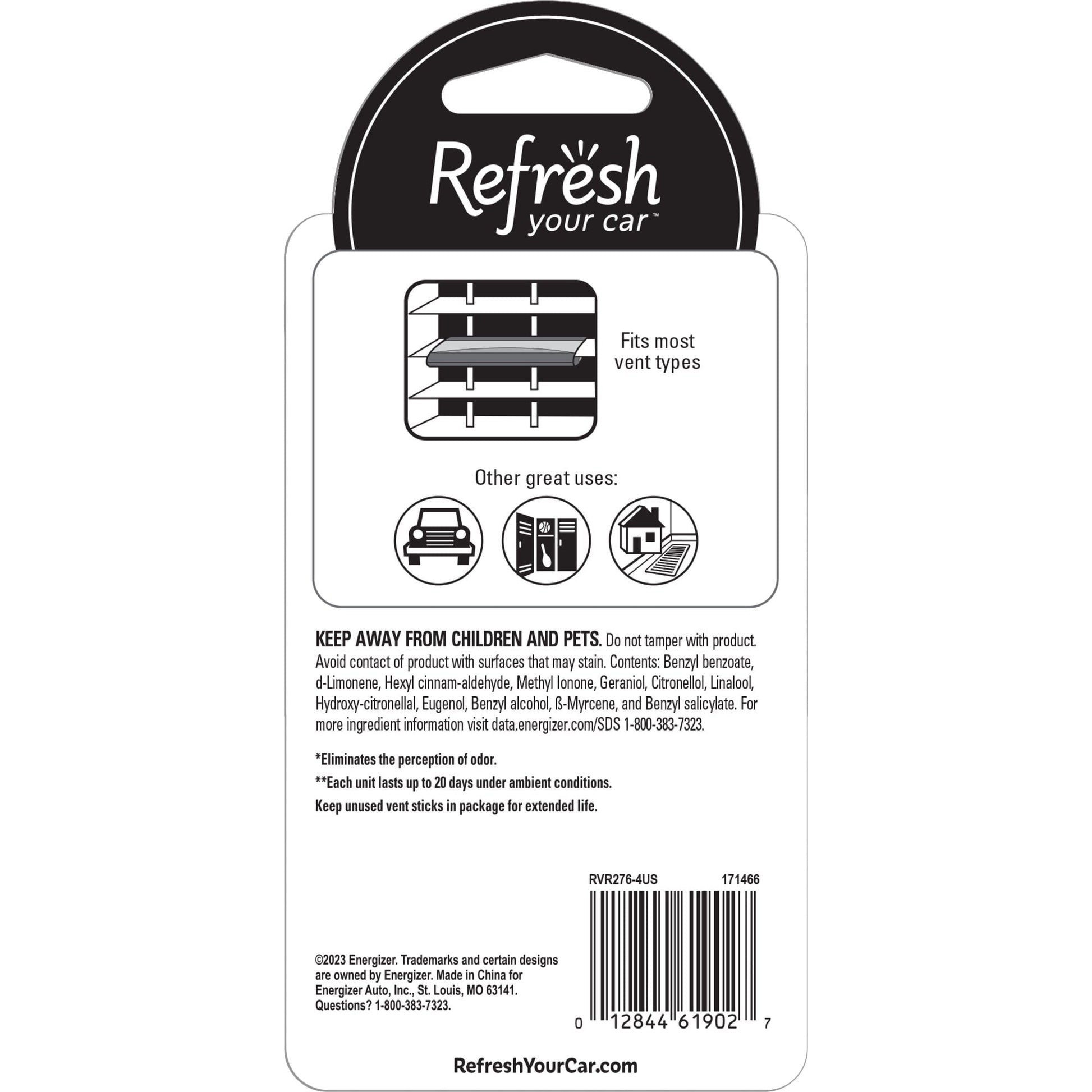 Refresh Your Car! Contour Vent Stick Car Air Freshener - 4 Count (Crisp Laundry Scent)