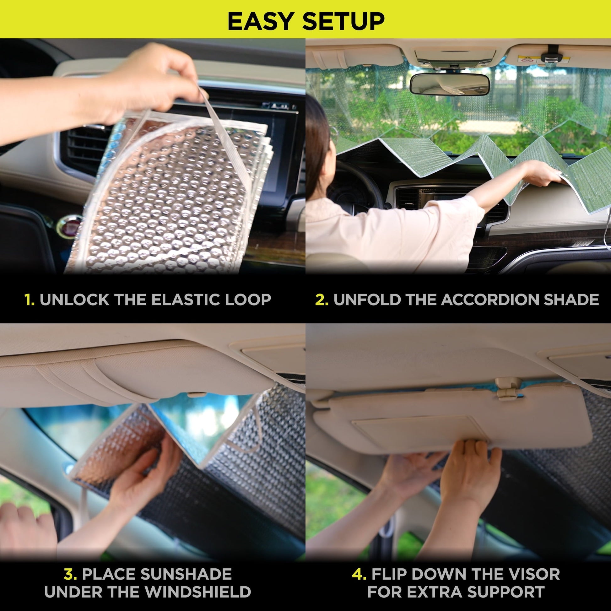 Auto Drive Heavy-Duty Silver Accordion Sunshade 1 Pack, 63'' x 28.5''