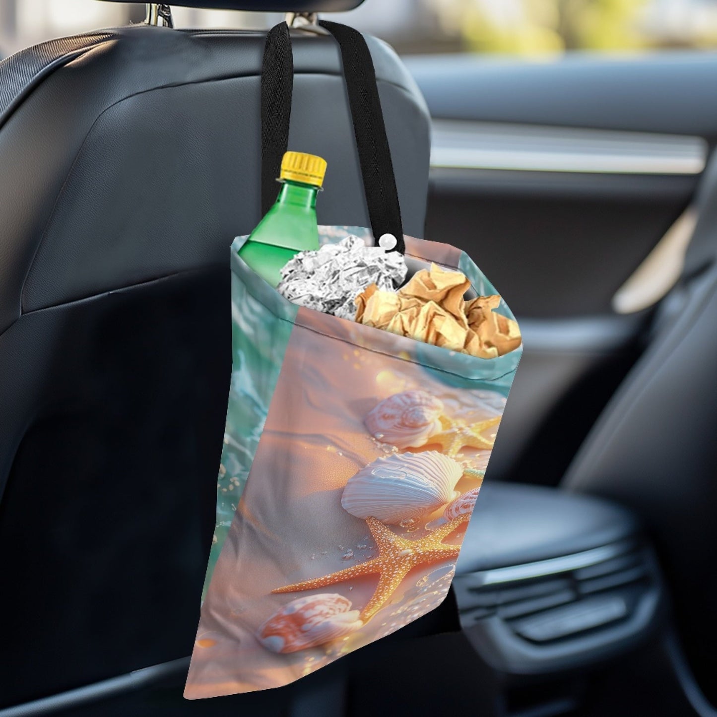 Yuyamidu Starfish Car Trash Bags for Truck Van Sedan Hanging Car Trash Bag Shell Trash Bagtainer Beach Auto Garbage Bag Accessories Foldable Small Wastebasket Holder