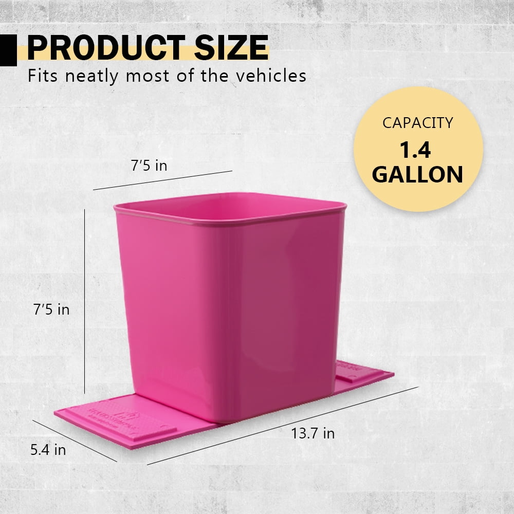 Haussimple Car Trash Can Garbage Bin Waterproof Auto Wastebasket Pink- High 7.5\", Length 7.5\"