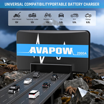 AVAPOW Car Jump Starter, 1000A Peak 12V Battery Jump Starter (up to 7.0L Gas) Booster Pack, Power Bank with Built-in LED Light