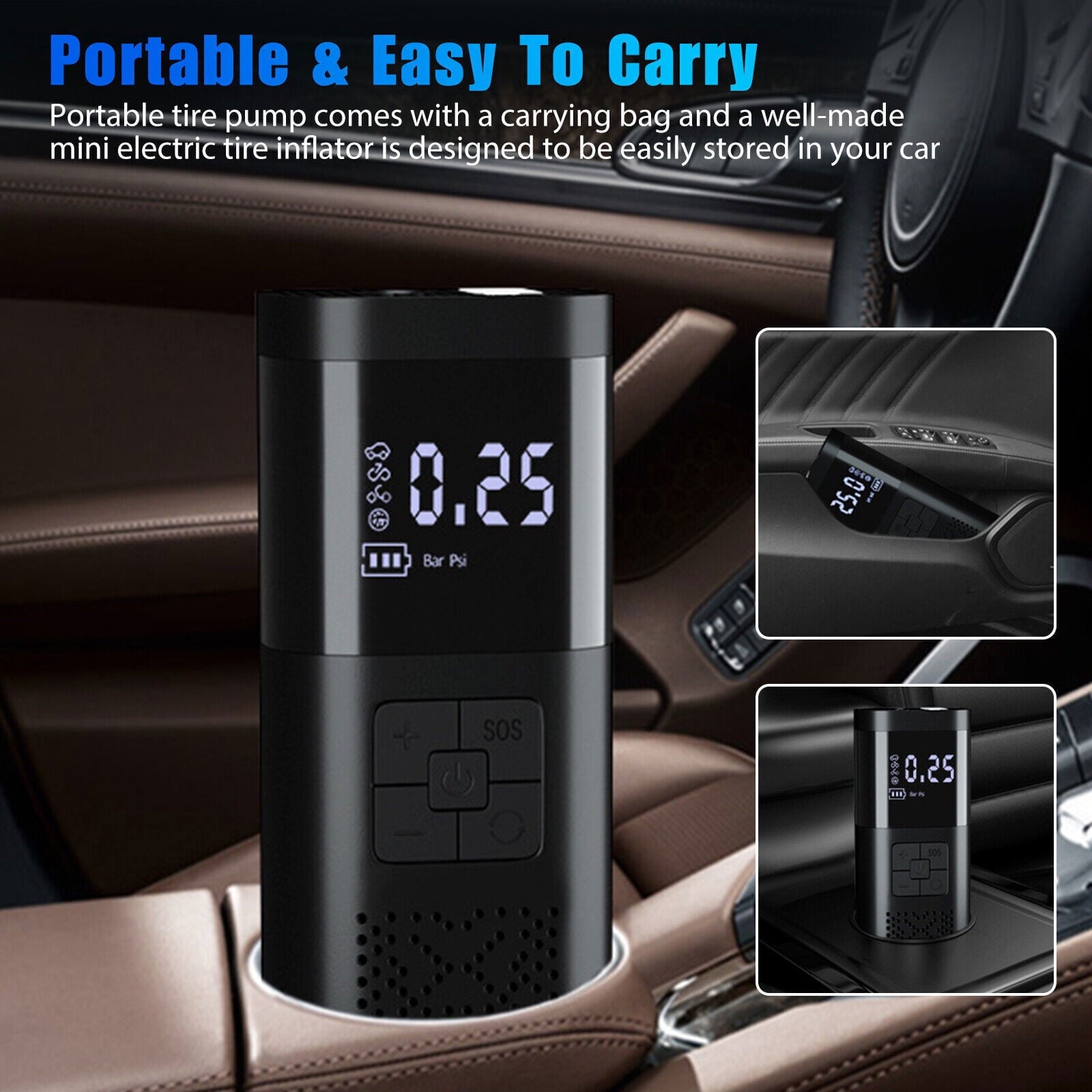 150 PSI Portable Air Compressor Tire Inflator Fits Car Moto Bike Tires Air Pump