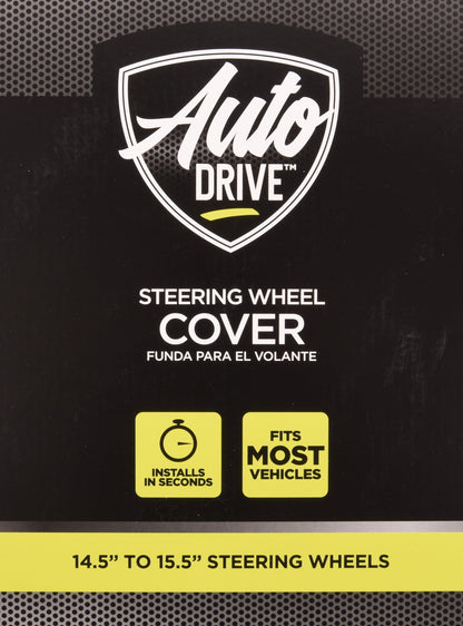 Auto Drive Universal Black Neoprene Waterproof Steering Wheel Cover, Set of 1, Fit for Cars, SUVs, Trucks