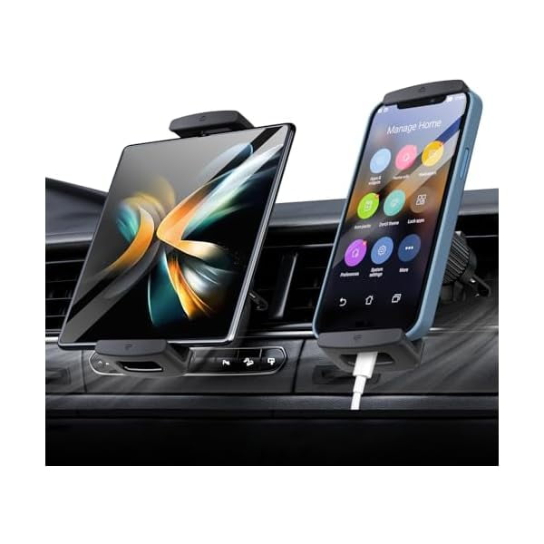 wonima88 Z Fold 5 Car Mount, [360° Rotatable& Firmly Grip & Never Fall Off] Vent Tablet Mount for Car, iPad mini Car Mount for Samsung Z Fold 7 6 5 4 3 2 iPhone 16 Google Motorola LTC